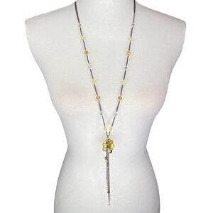 Vera Wang Necklace Gunmetal Tone Bead and Chain Necklace